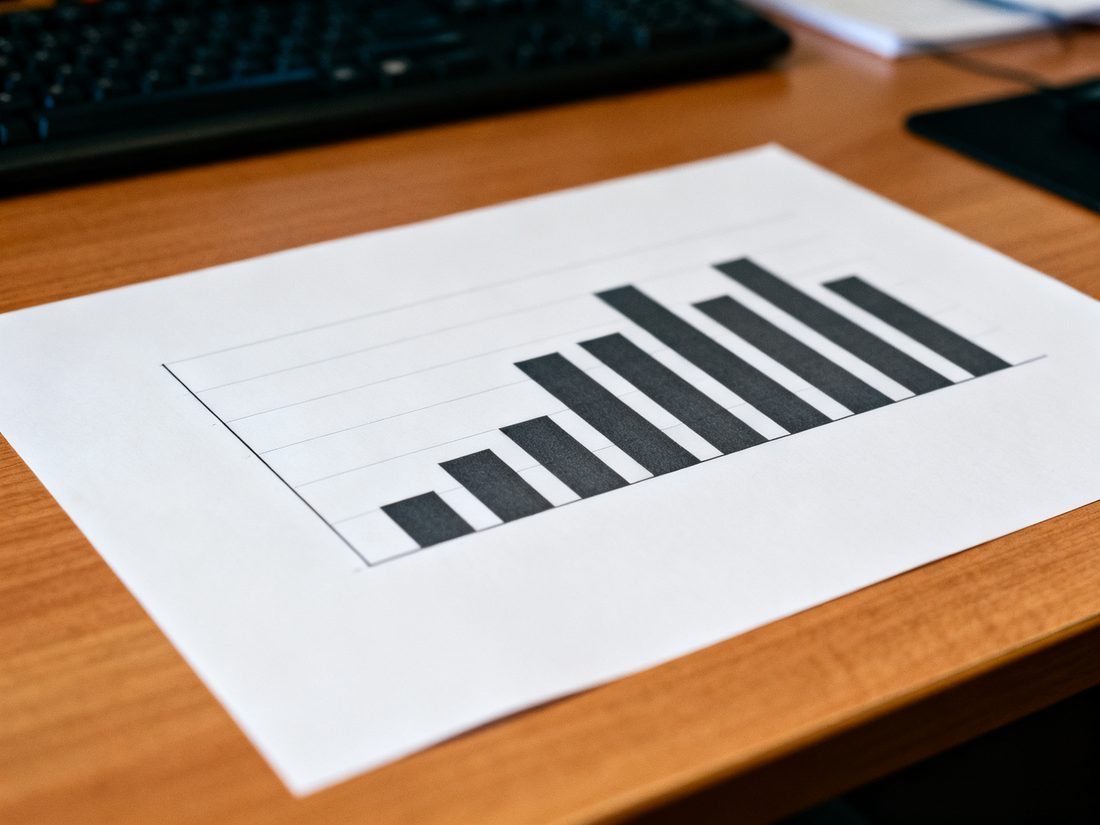 Finanzierungsplan mit Tabellen und Unterlagen auf einem Schreibtisch